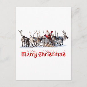 Cartes Pour Fêtes Annuelles Père Noël et rennes