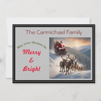 Cartes Pour Fêtes Annuelles Père Noël et rennes la veille de Noël