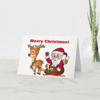 Cartes Pour Fêtes Annuelles Père Noël et Rudolph disant le Joyeux Noël
