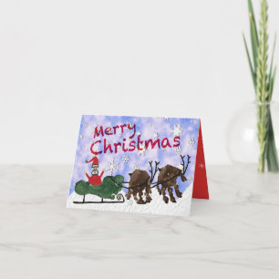Cartes Pour Fêtes Annuelles Père Noël et Rudolph Joyeux Noël