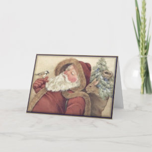 Cartes Pour Fêtes Annuelles Père Noël et ses amis de forêt - Noël