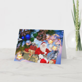 Cartes Pour Fêtes Annuelles Père Noël et ses furets Joyeux Noël Card