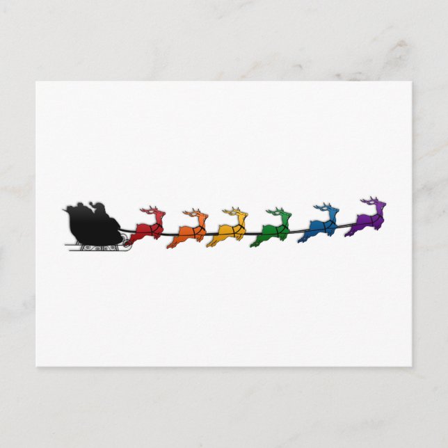 Cartes Pour Fêtes Annuelles Père Noël et Sleigh avec la gay Pride Rainbow Rein (Devant)
