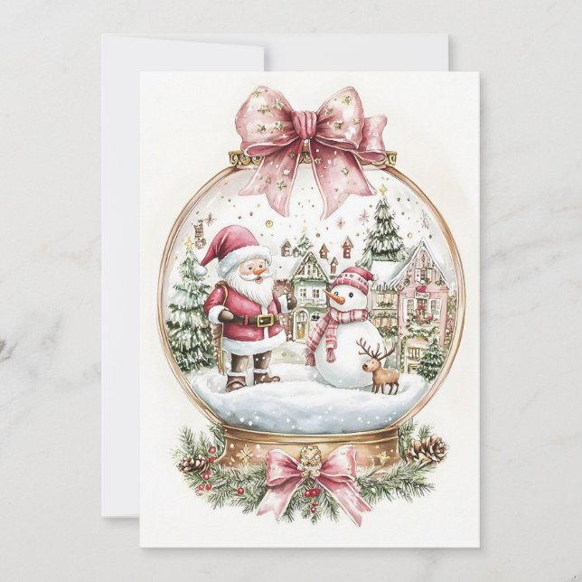Cartes Pour Fêtes Annuelles Père Noël Et Snowman (Devant)