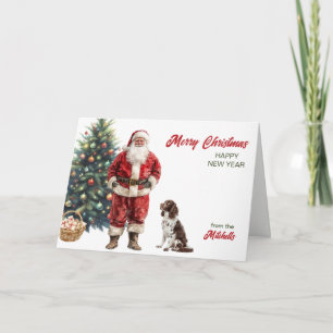 Cartes Pour Fêtes Annuelles Père Noël et Springer Spaniel anglais Noël