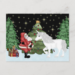 Cartes Pour Fêtes Annuelles Père Noël et Unicorn Fêtes de Noël magiques