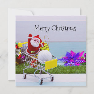 Cartes Pour Fêtes Annuelles Père Noël fait des achats de Noël pour golfeur