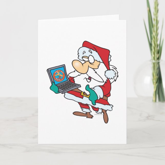 Cartes Pour Fêtes Annuelles père Noël féru de technologie geek avec un dessin  (Devant)