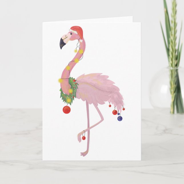 Cartes Pour Fêtes Annuelles père noël flamant rose (Devant)