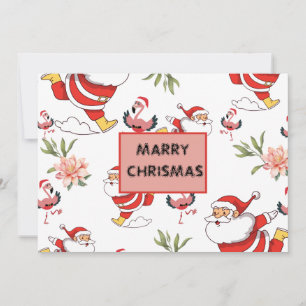 Cartes Pour Fêtes Annuelles Père Noël Flamant Tropical Motif de Noël