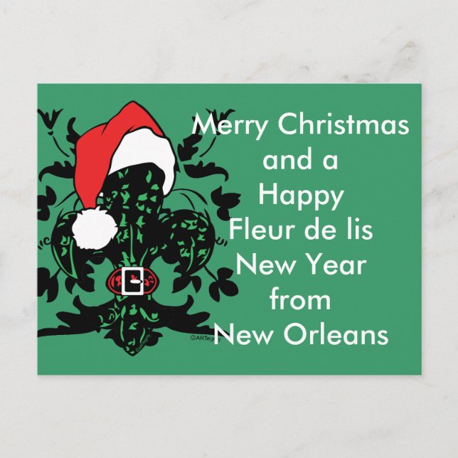 Cartes Pour Fêtes Annuelles Père Noël Fleur de lis (Devant)