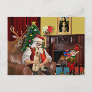 Cartes Pour Fêtes Annuelles Père Noël Fox Terrier (fil)