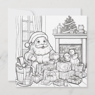 Cartes Pour Fêtes Annuelles Père Noël Foyers Cadeaux Enfants Coloration Noël