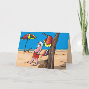 Cartes Pour Fêtes Annuelles Père Noël frappe la plage