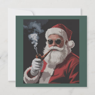 Cartes Pour Fêtes Annuelles Père Noël Fumant Fête Drôle Noël Vacances 