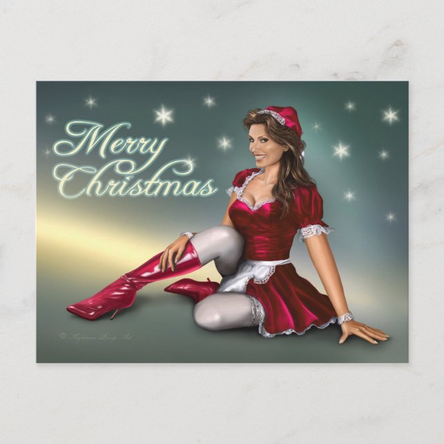 Cartes Pour Fêtes Annuelles Père Noël Girl (Devant)