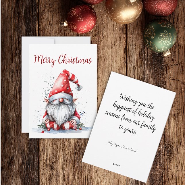 Cartes Pour Fêtes Annuelles Père Noël gnome aquarelle personnalisable (Créateur téléchargé)