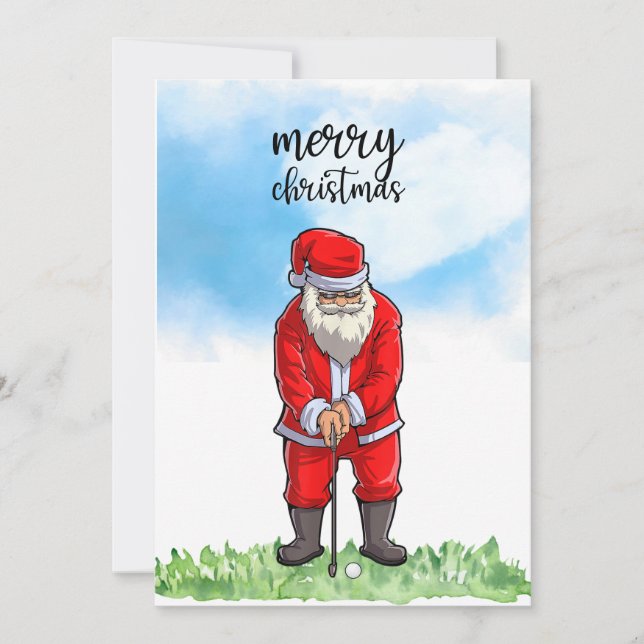 Cartes Pour Fêtes Annuelles Père Noël golf joue au golf à Noël (Devant)