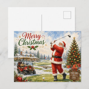 Cartes Pour Fêtes Annuelles Père Noël golfant Noël golf