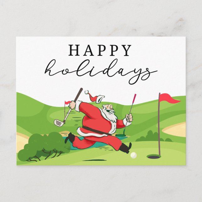 Cartes Pour Fêtes Annuelles Père Noël golfeur golfeur joyeuses Fêtes  Fête Ca (Devant)