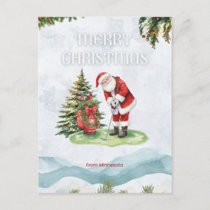 Cartes Pour Fêtes Annuelles Père Noël golfeur jouant au golf dans le Minnesota