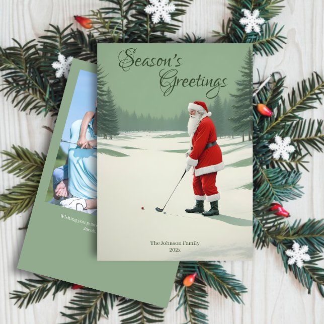 Cartes Pour Fêtes Annuelles Père Noël Golfing (Créateur téléchargé)