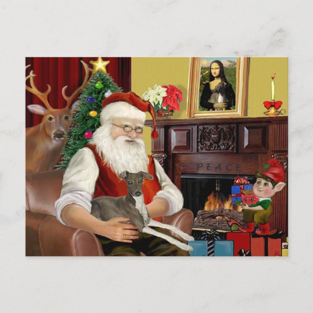 Cartes Pour Fêtes Annuelles Père Noël Gris foncé/Gris italien Brown (Devant)