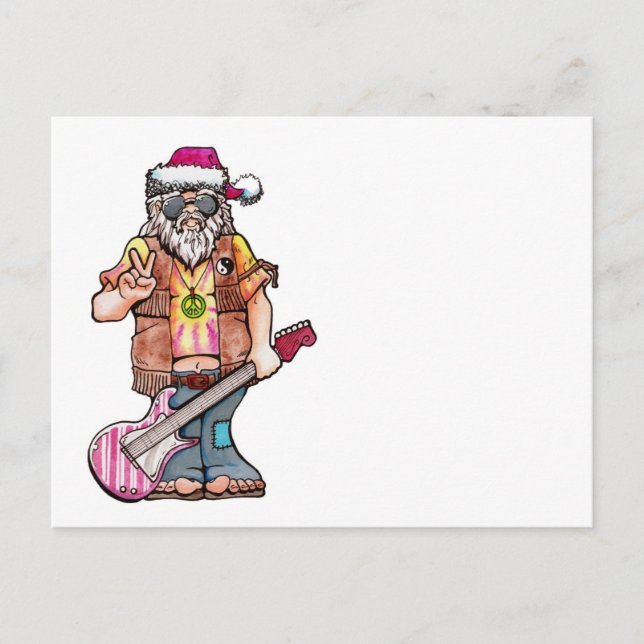 Cartes Pour Fêtes Annuelles Père Noël hippie (Devant)