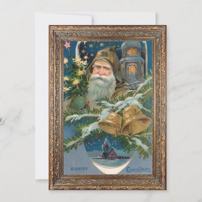 Cartes Pour Fêtes Annuelles Père Noël hivernal vintage (Devant)