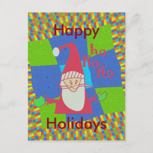 Cartes Pour Fêtes Annuelles Père Noël Hohoho ! Joyeux Vacances vert À damiers 