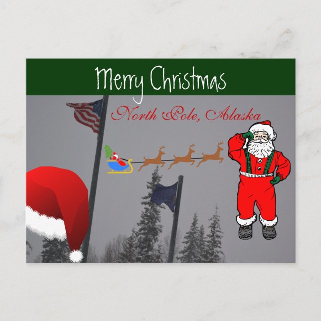 Cartes Pour Fêtes Annuelles Père Noël House Reindeer Sleigh Blizzard Storm Fro (Devant)