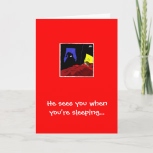 Cartes Pour Fêtes Annuelles Père Noël, il te voit quand tu dors...