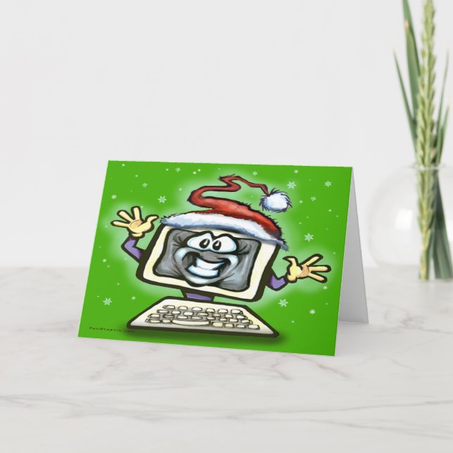 Cartes Pour Fêtes Annuelles Père Noël informatique (Devant)