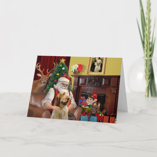 Cartes Pour Fêtes Annuelles Père Noël Italienne Spinone (Devant)