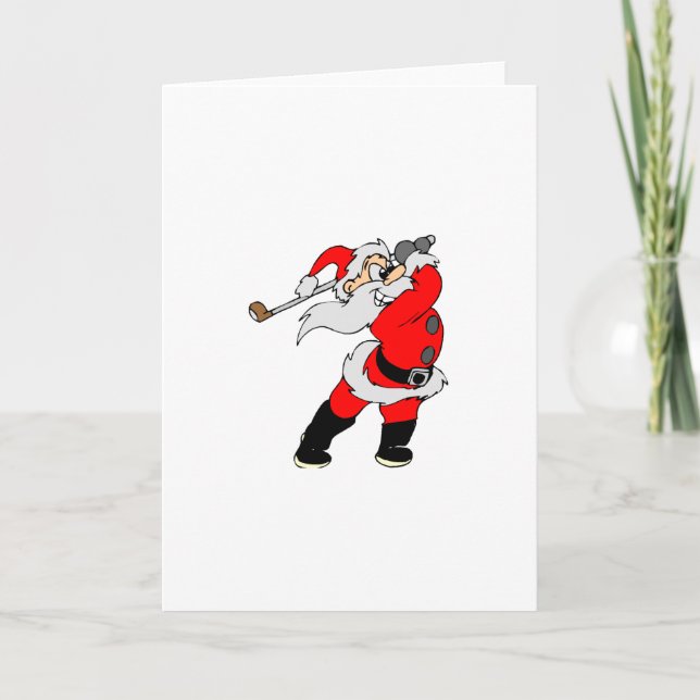 Cartes Pour Fêtes Annuelles Père Noël jouant au golf (Devant)