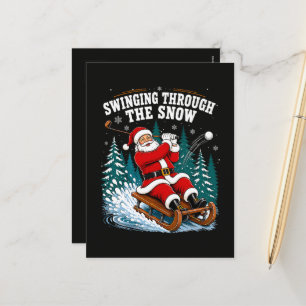 Cartes Pour Fêtes Annuelles Père Noël jouant au golf Joyeux Noël golfeur