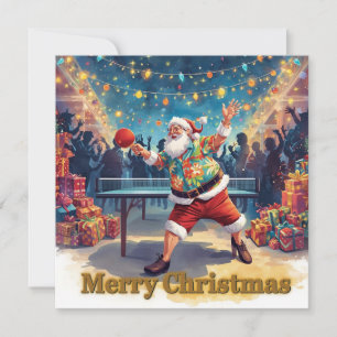 Cartes Pour Fêtes Annuelles Père Noël jouant au ping pong dans une chemise haw