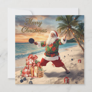 Cartes Pour Fêtes Annuelles Père Noël jouant au ping pong dans une chemise haw