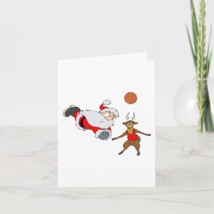 Cartes Pour Fêtes Annuelles père Noël jouant au volleyball