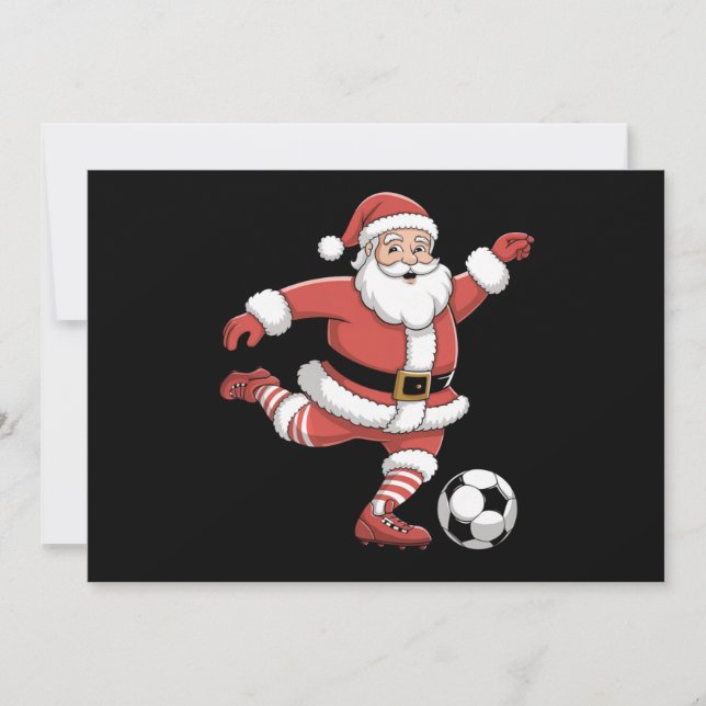 Cartes Pour Fêtes Annuelles Père Noël joue au football Noël Sports (Devant)