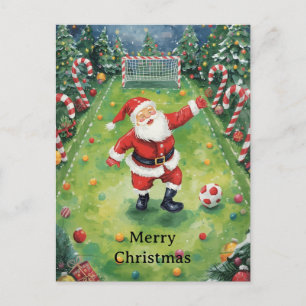 Cartes Pour Fêtes Annuelles Père Noël joue au football vacances de Noël 