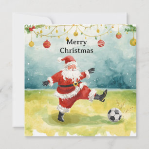 Cartes Pour Fêtes Annuelles Père Noël joue au football vacances de Noël 