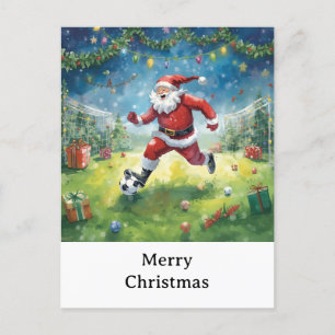 Cartes Pour Fêtes Annuelles Père Noël joue au football vacances de Noël 