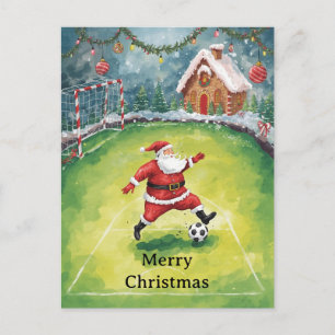 Cartes Pour Fêtes Annuelles Père Noël joue au football vacances de Noël 