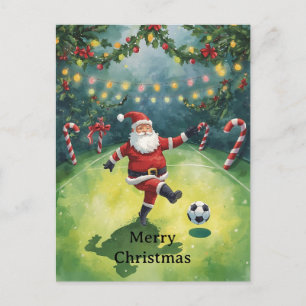 Cartes Pour Fêtes Annuelles Père Noël joue au Football Vacances de Noël 