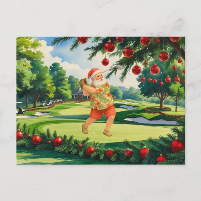 Cartes Pour Fêtes Annuelles PÈRE NOËL joue au golf Vacances de Noël (Devant)