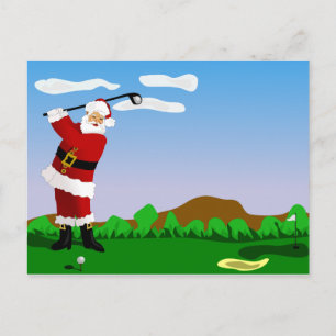 Cartes Pour Fêtes Annuelles père Noël Jouer au golf