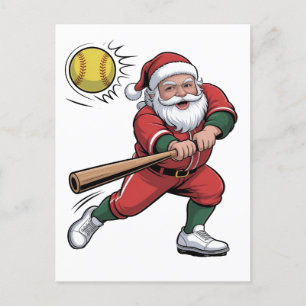 Cartes Pour Fêtes Annuelles Père Noël Jouer Softball Christmas Player Sport