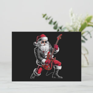 Cartes Pour Fêtes Annuelles Père Noël joueur de guitare Rock & Roll de Noël