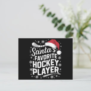 Cartes Pour Fêtes Annuelles Père Noël Joueur de hockey favori Pyjama Noël